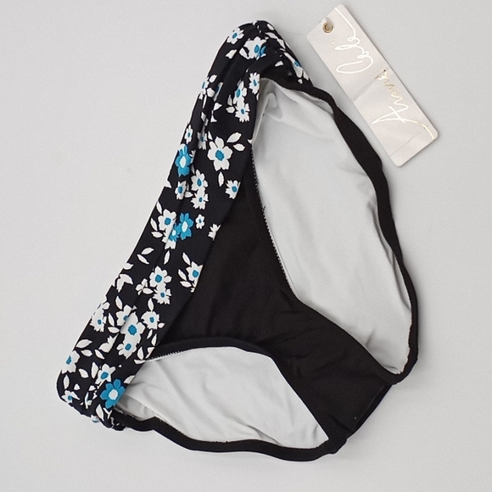 Anne Cole Floral Printed Foldover Bikini Bottoms Black XS